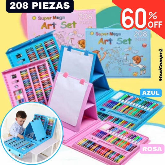 MEGA KIT DE DIBUJO PROFESIONAL, ART KIT® (AZUL/ROSA)