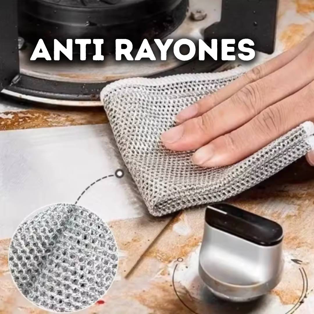 PAÑO DE LIMPIEZA MÁGICO DE ALAMBRE DE ACERO Y METAL DOBLE CARA PARA COCINA🔥