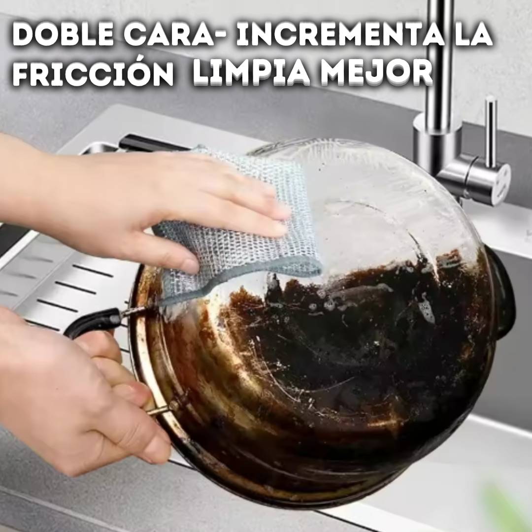 PAÑO DE LIMPIEZA MÁGICO DE ALAMBRE DE ACERO Y METAL DOBLE CARA PARA COCINA🔥