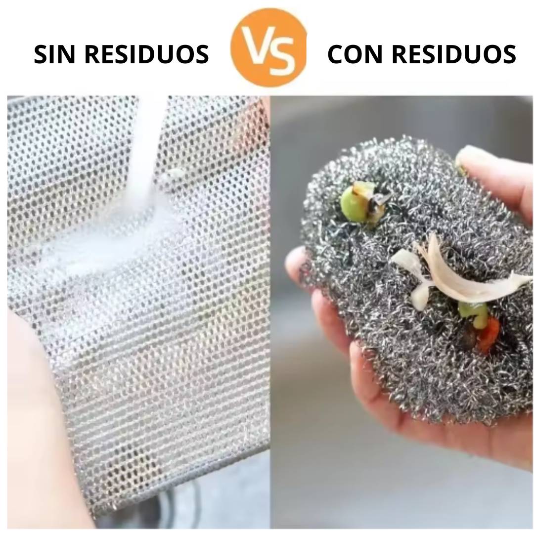 PAÑO DE LIMPIEZA MÁGICO DE ALAMBRE DE ACERO Y METAL DOBLE CARA PARA COCINA🔥