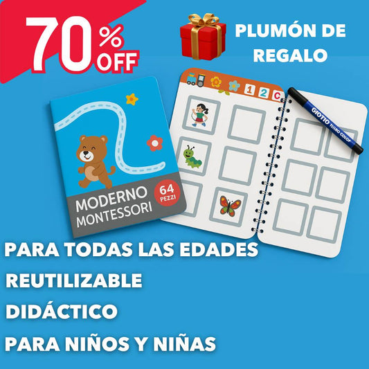 CUADERNO DE TRAZOS Y ESCRITURA PARA NIÑOS Y NIÑAS REUTILIZABLE + PLUMÓN DE REGALO🔥70% DESCUENTO🔥