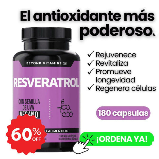 Resveratrol Premium Energía, Longevidad y Antienvejecimiento 🔥60% de Descuento🔥