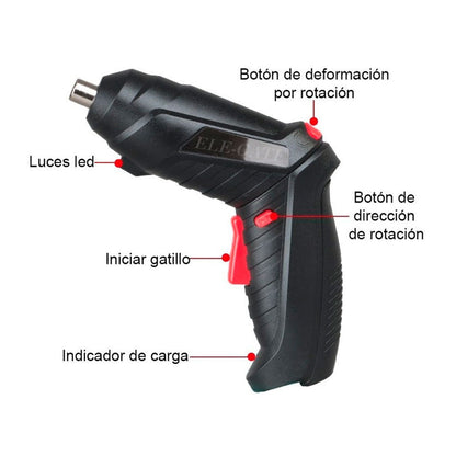 DESTORNILLADOR ELECTRICO RECARGABLE PREMIUM | KIT +45 PIEZAS 💼 CON 60% DESCUENTO🔥