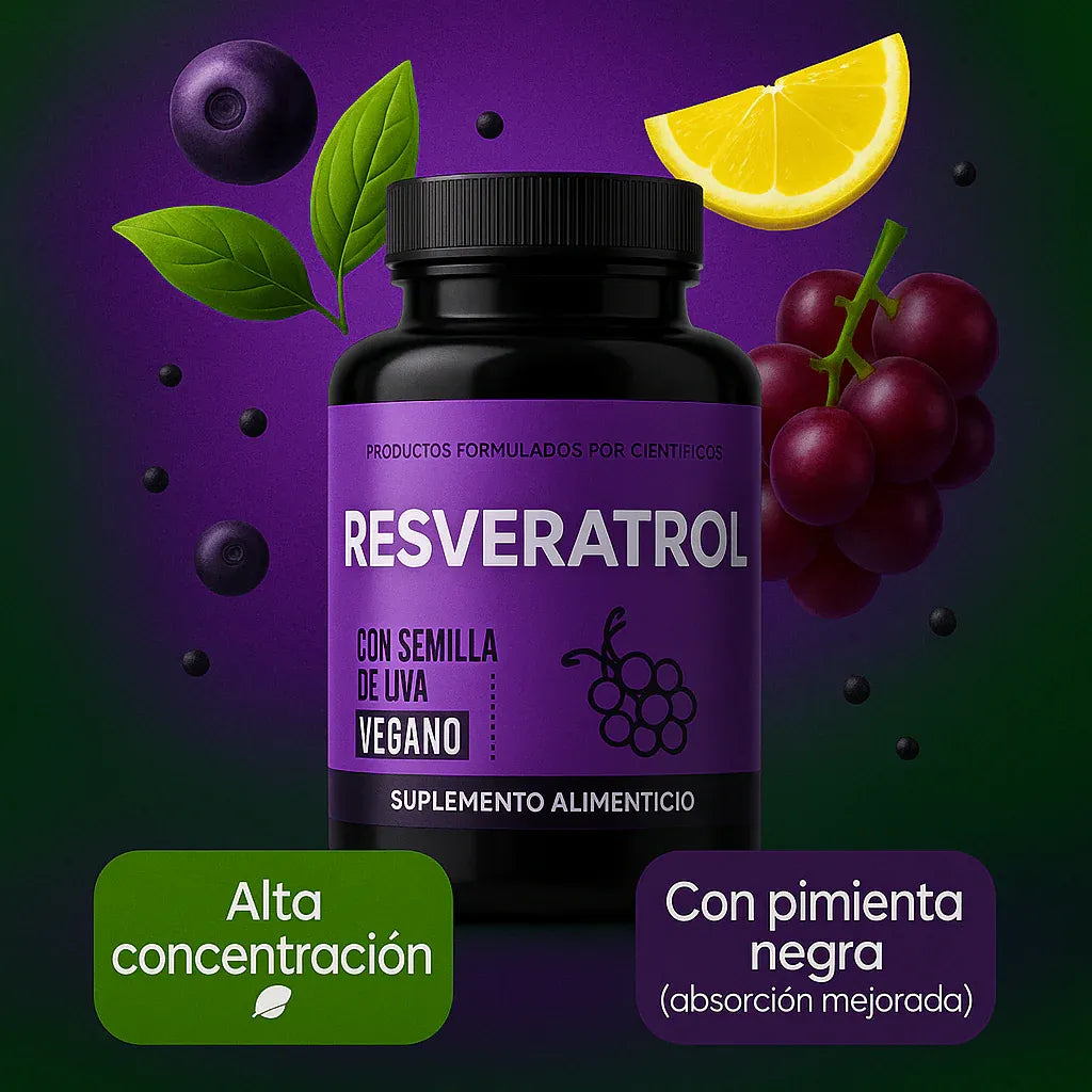 Resveratrol Premium Energía, Longevidad y Antienvejecimiento 🔥60% de Descuento🔥